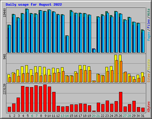 Daily usage for August 2022